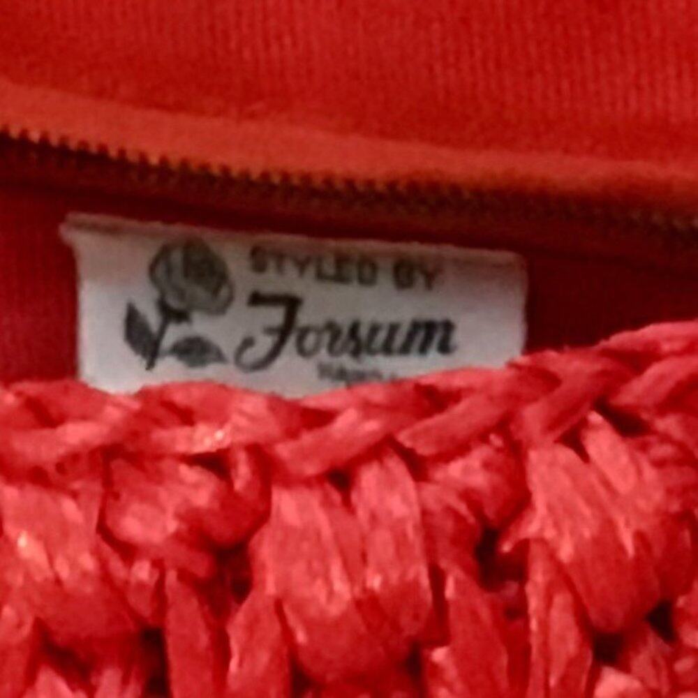 Forsum Woven Red Straw Shoulder Bag 10x8x2 Vintage Nautical Beach Vibes 1950 60s - Picture 4 of 14